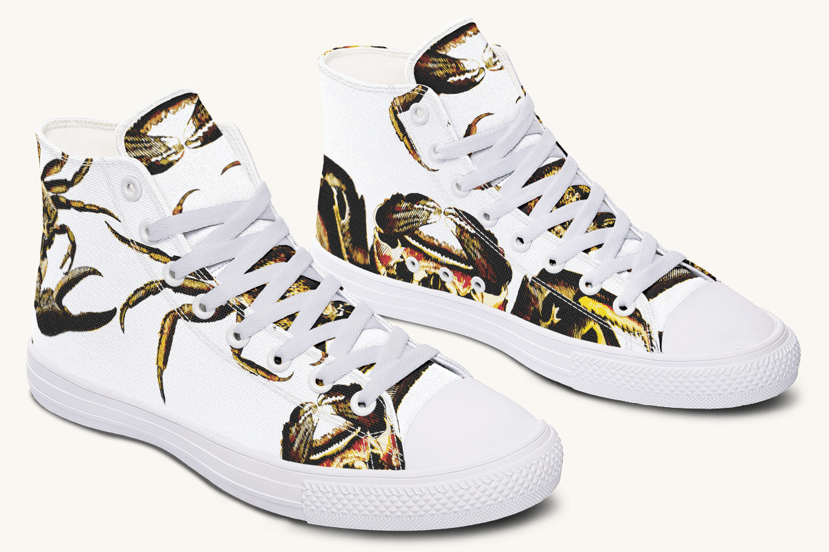 Crawl the Sea of Stars White with Gold Hightops - Jaded Lament