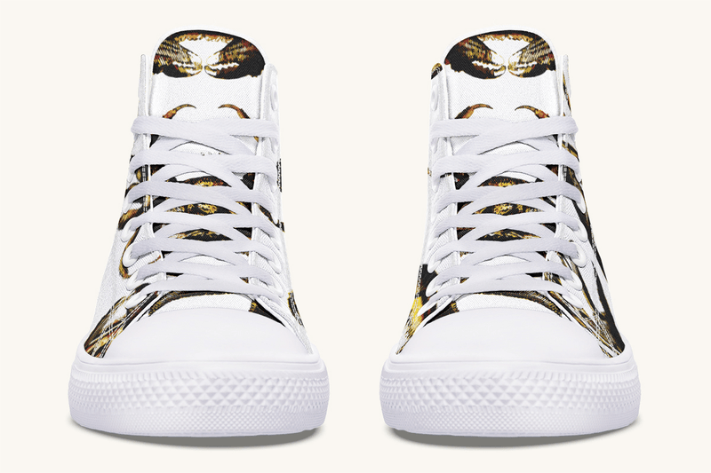 Crawl the Sea of Stars White with Gold Hightops - Jaded Lament