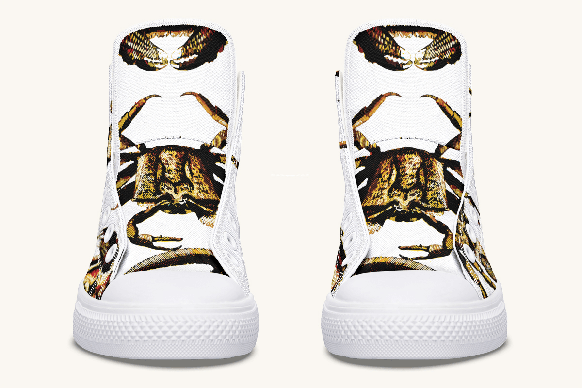 Crawl the Sea of Stars White with Gold Hightops - Jaded Lament