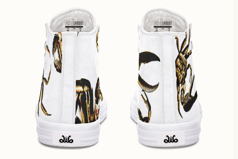 Crawl the Sea of Stars White with Gold Hightops - Jaded Lament