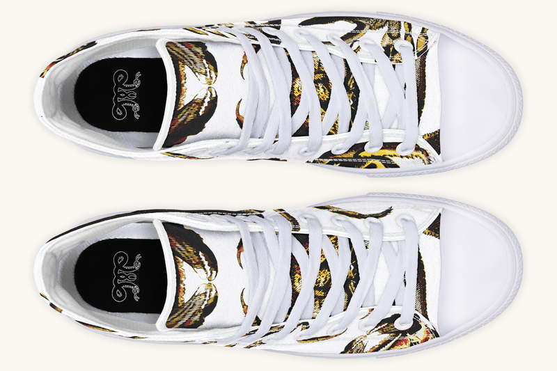 Crawl the Sea of Stars White with Gold Hightops - Jaded Lament