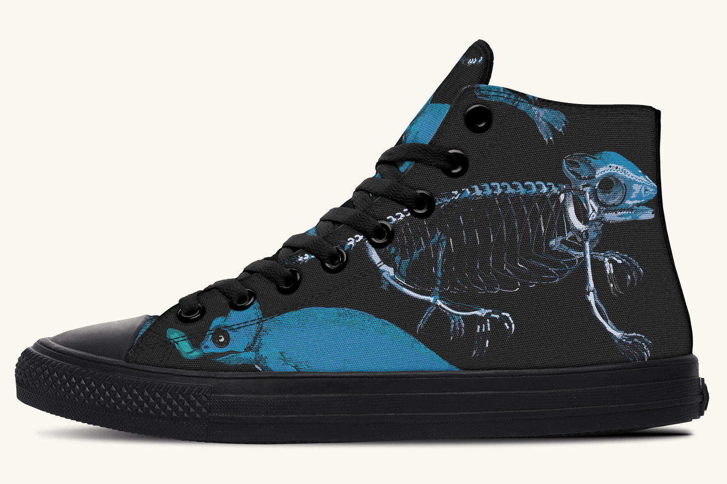 Reptilian in Bloom Black and Blue Hightops - Jaded Lament