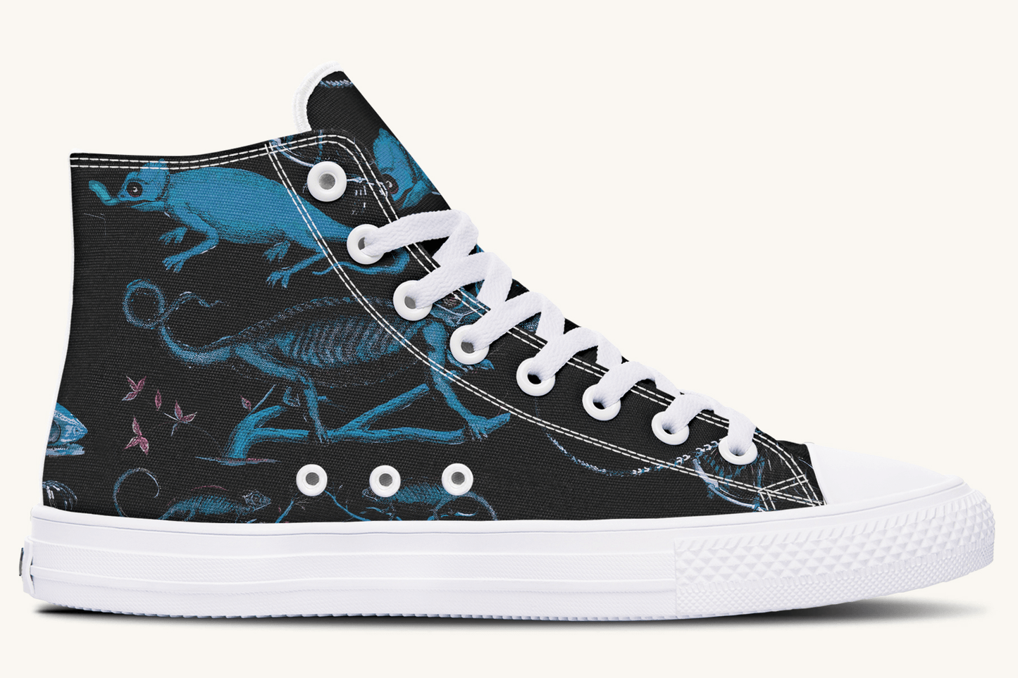Reptilian in Bloom Black and Blue Hightops - Jaded Lament