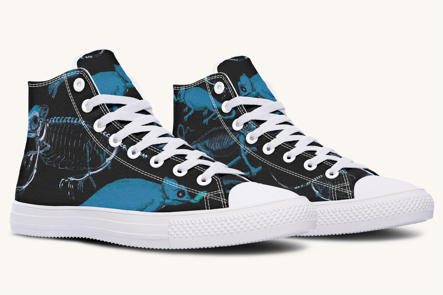 Reptilian in Bloom Black and Blue Hightops - Jaded Lament