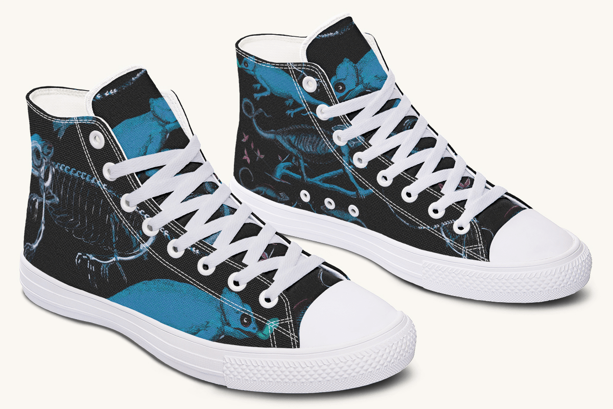 Reptilian in Bloom Black and Blue Hightops - Jaded Lament