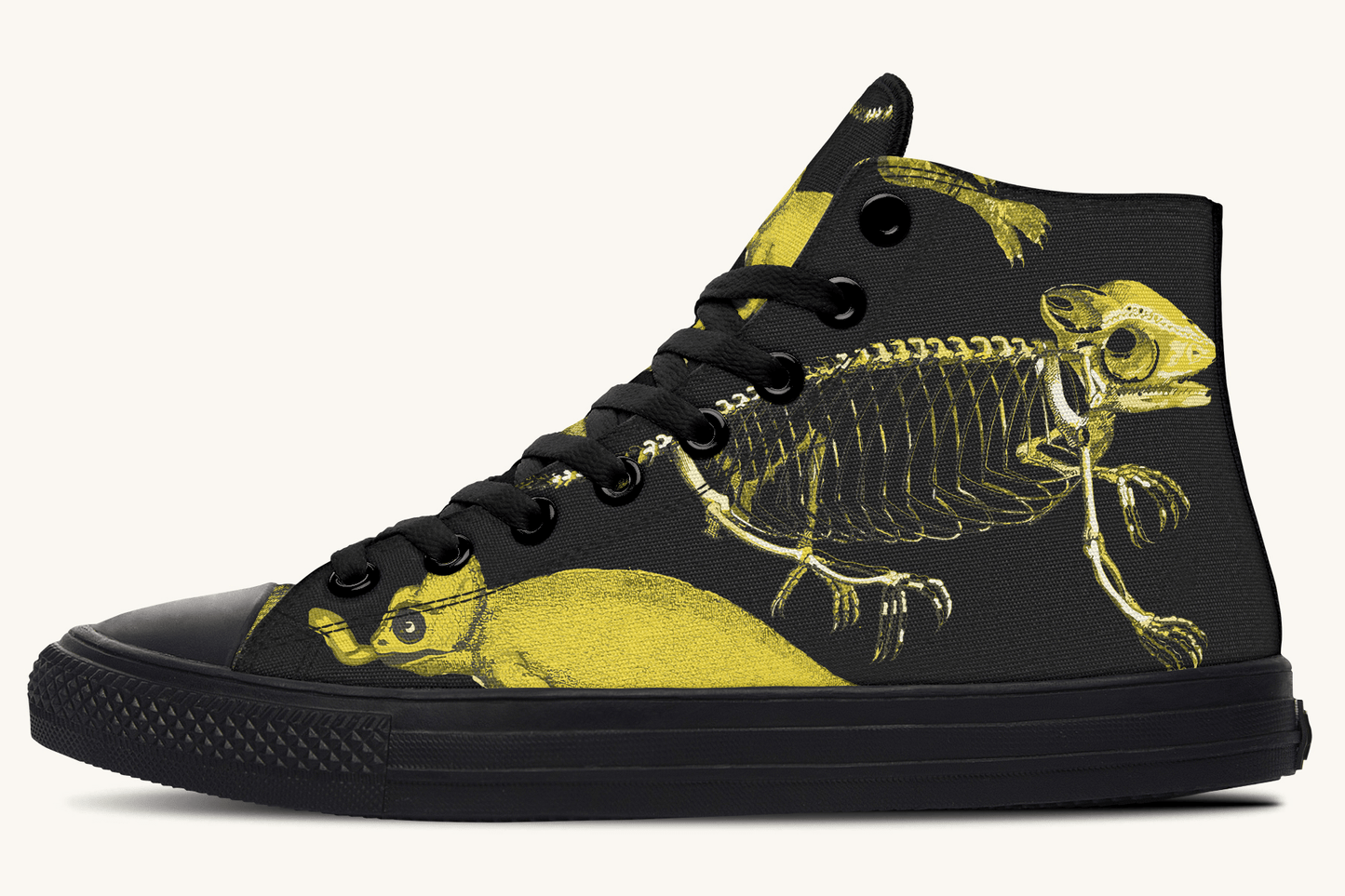 Reptilian in Bloom Black and Gold Hightops - Jaded Lament
