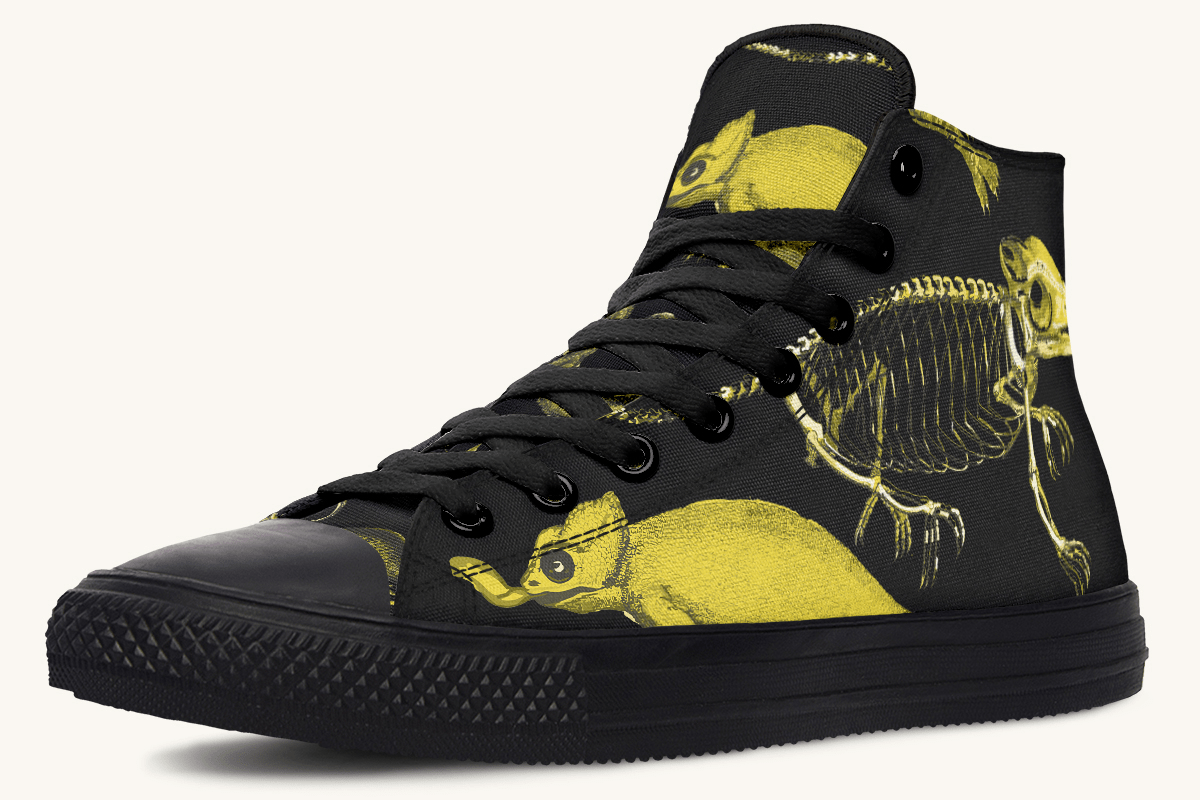 Reptilian in Bloom Black and Gold Hightops - Jaded Lament