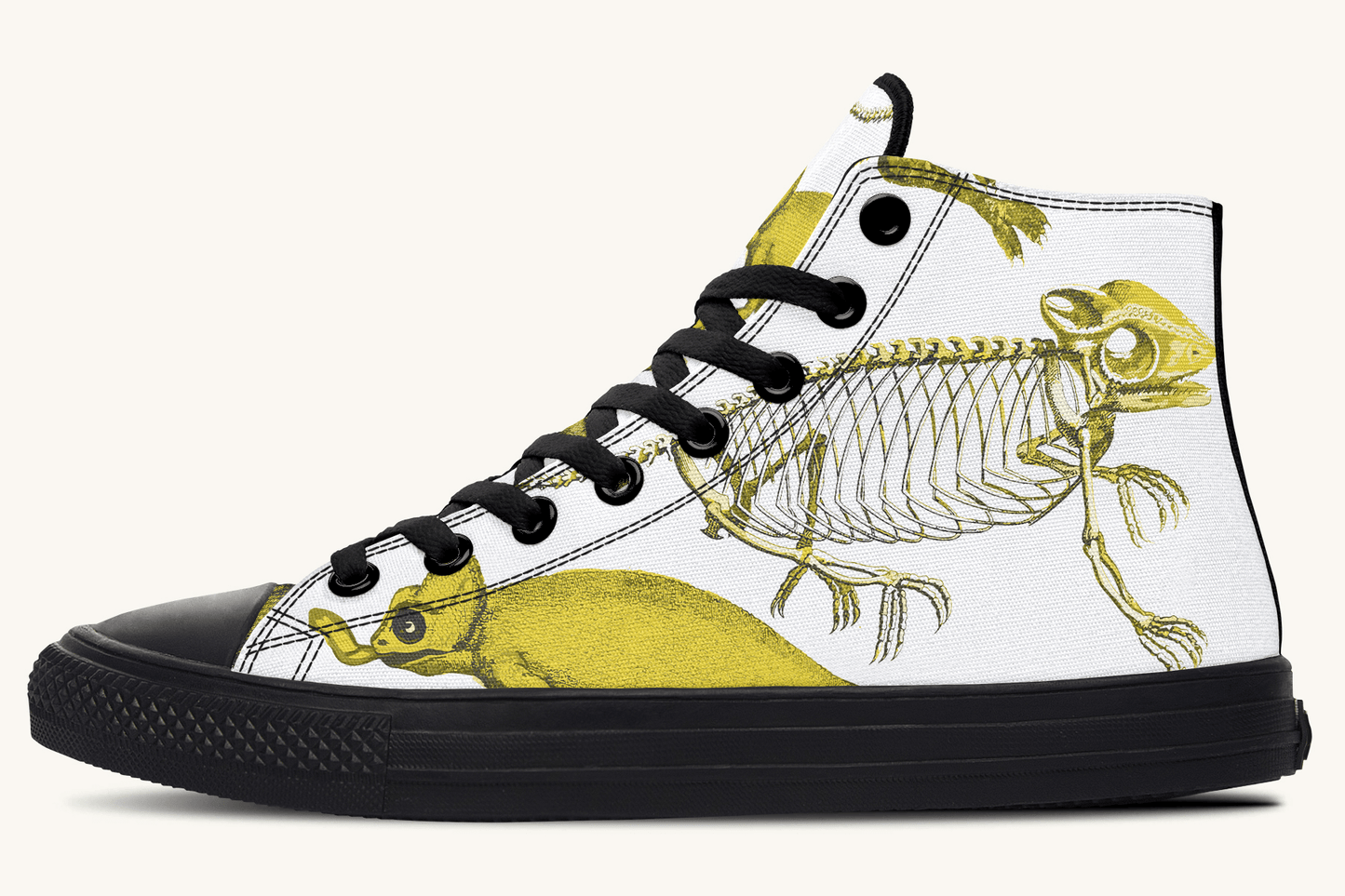 Reptilian in Bloom White and Gold Hightops - Jaded Lament