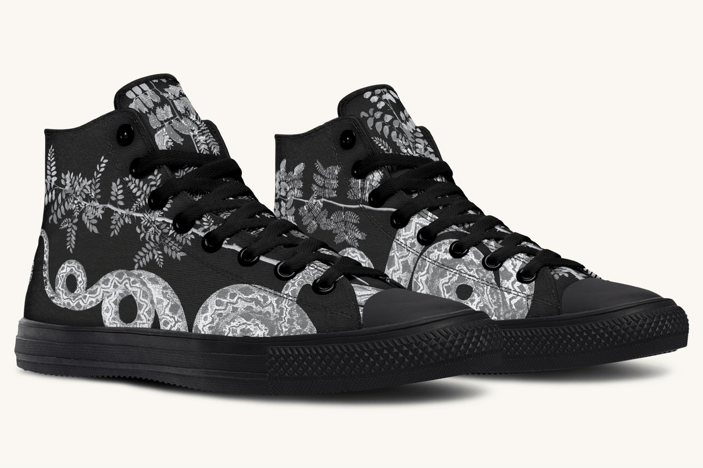Serpent in Bloom Silver Snake Hightops - Jaded Lament