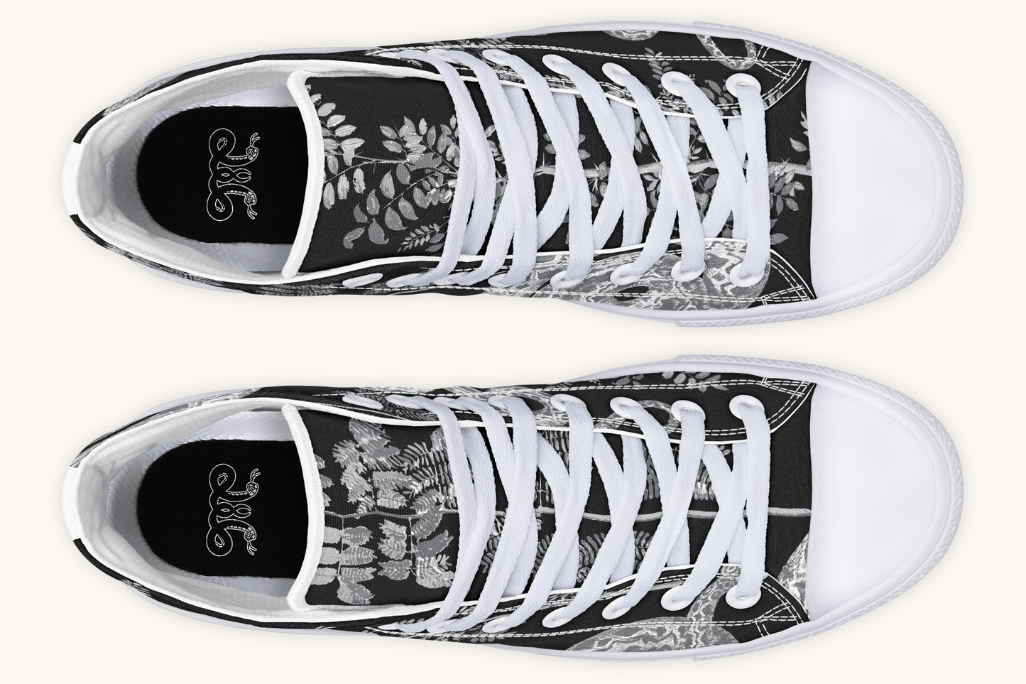 Serpent in Bloom Silver Snake Hightops - Jaded Lament