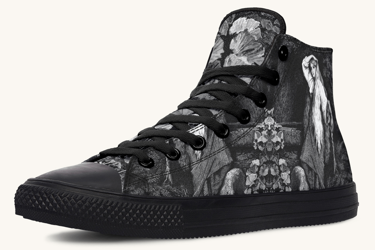 She Watched the Bones Sink Black Hightops - Jaded Lament