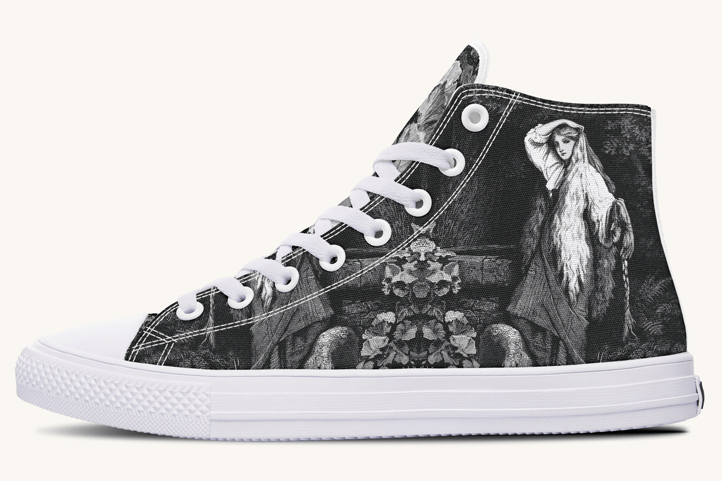 She Watched the Bones Sink Black Hightops - Jaded Lament
