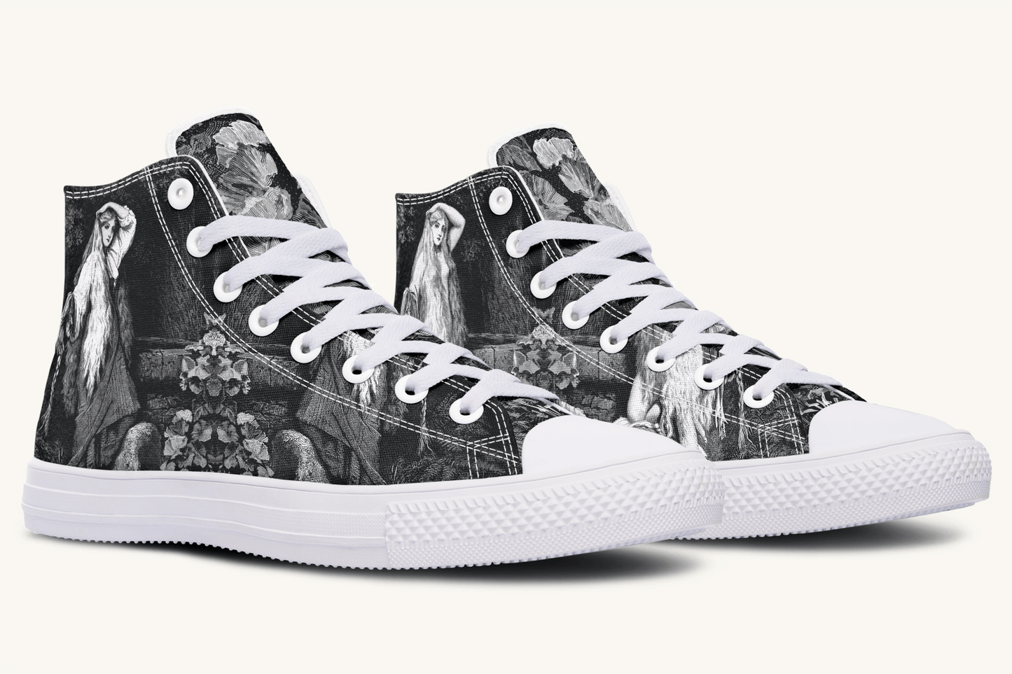 She Watched the Bones Sink Black Hightops - Jaded Lament