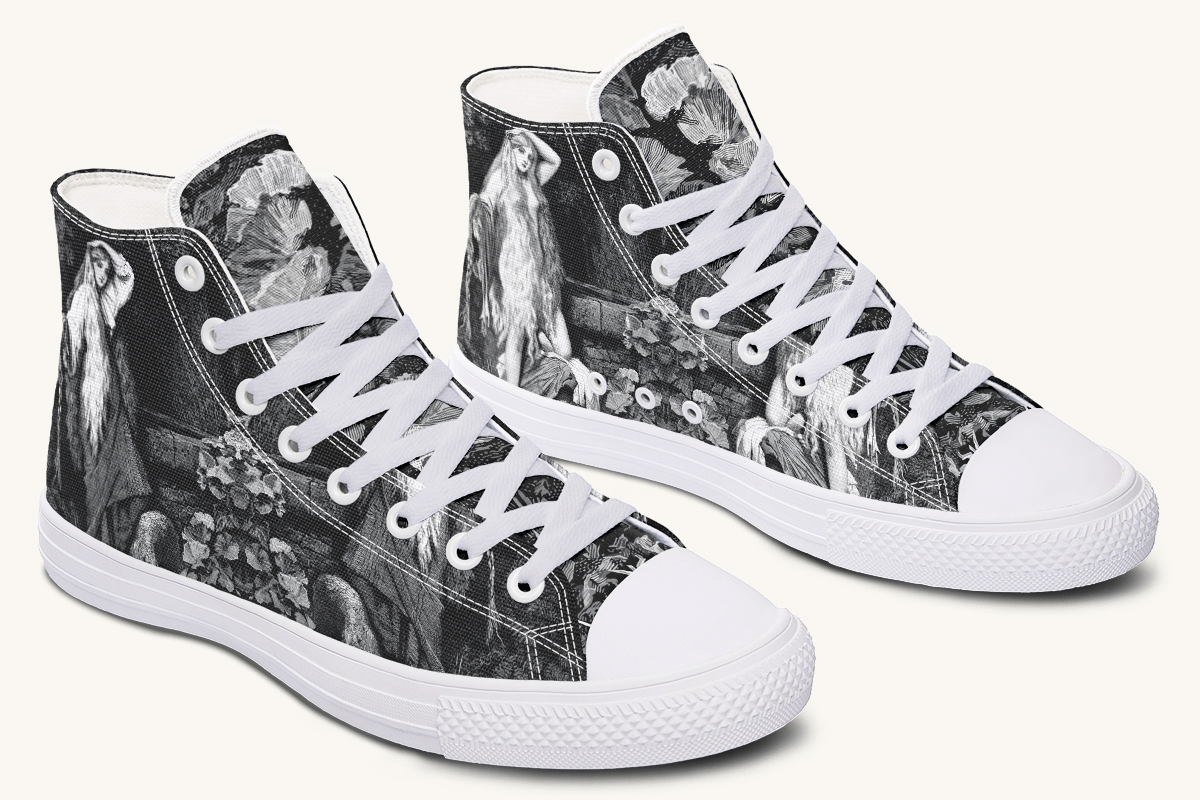 She Watched the Bones Sink Black Hightops - Jaded Lament