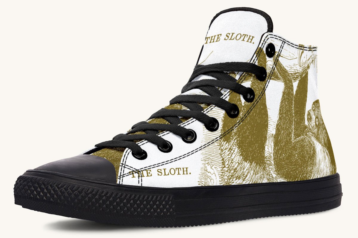 The Sloth Stays Brown White Hightops - Jaded Lament