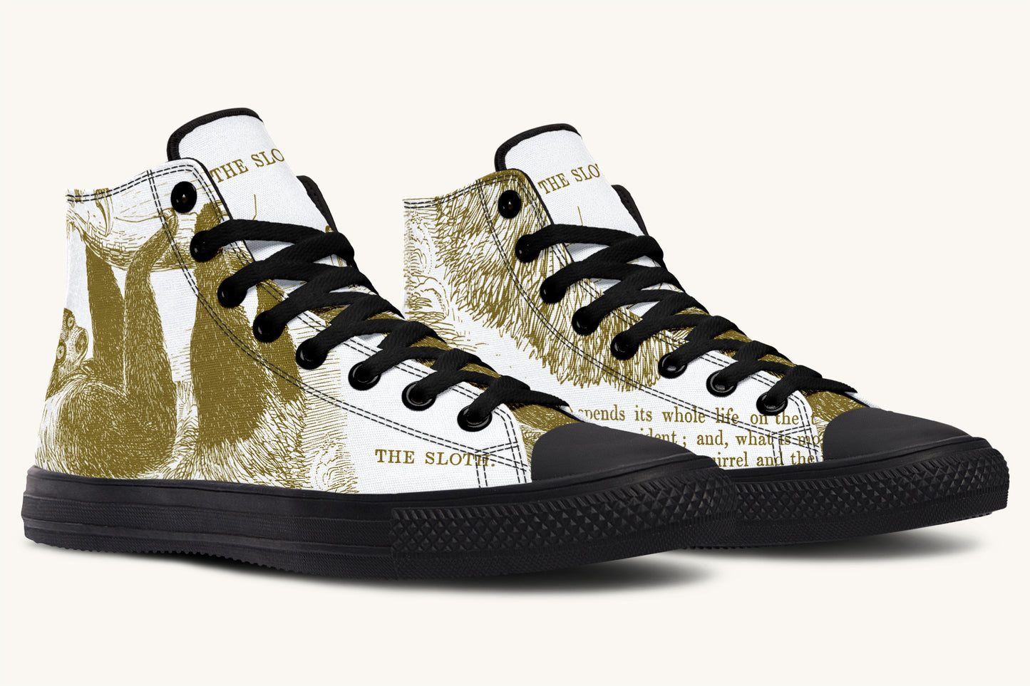 The Sloth Stays Brown White Hightops