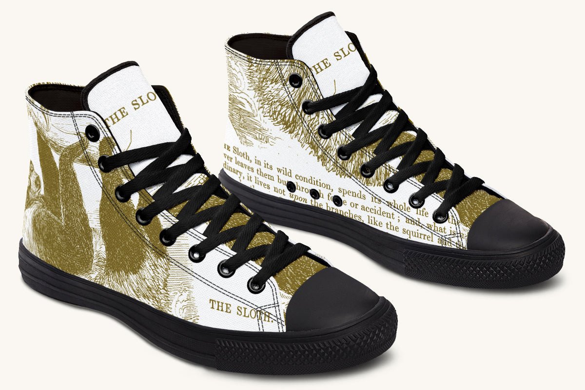 The Sloth Stays Brown White Hightops - Jaded Lament