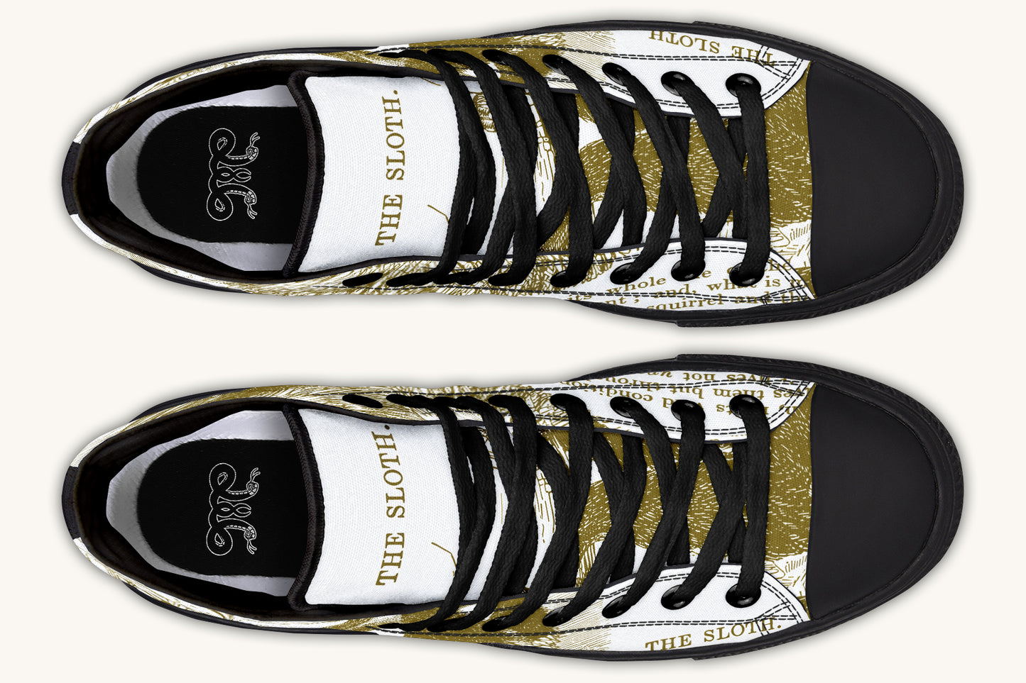 The Sloth Stays Brown White Hightops