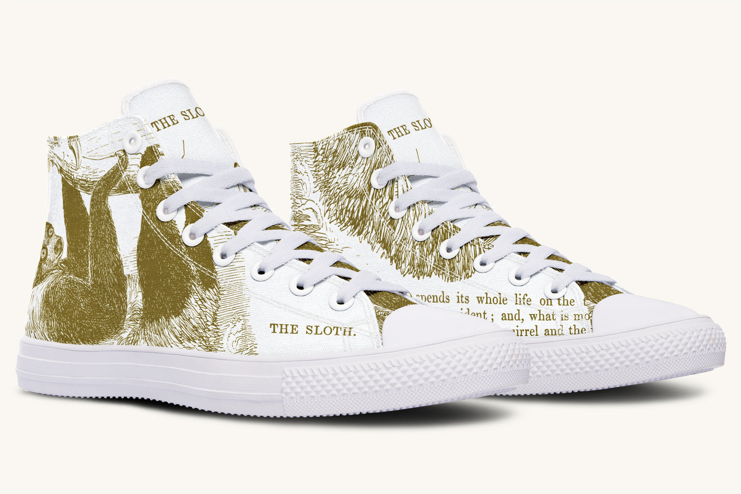 The Sloth Stays Brown White Hightops