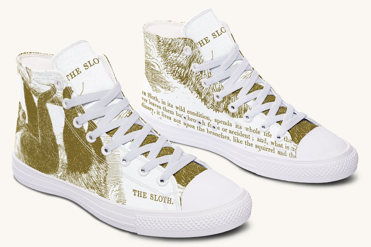 The Sloth Stays Brown White Hightops - Jaded Lament