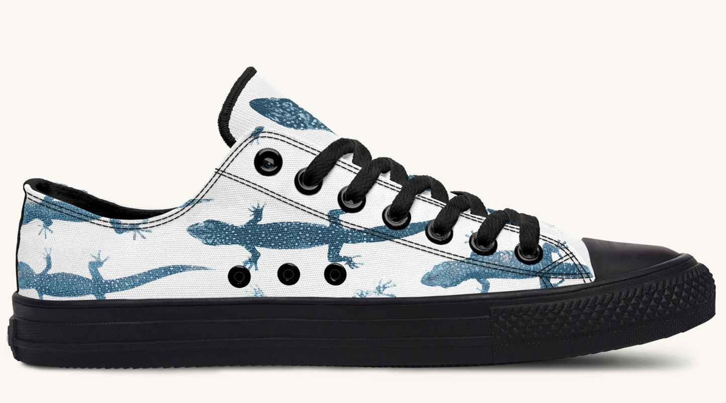 March of the Lizards Blue White Lowtops - Jaded Lament