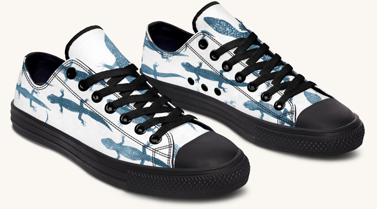 March of the Lizards Blue White Lowtops - Jaded Lament