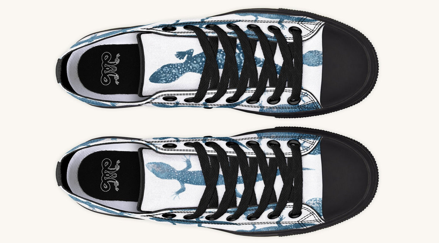March of the Lizards Blue White Lowtops - Jaded Lament