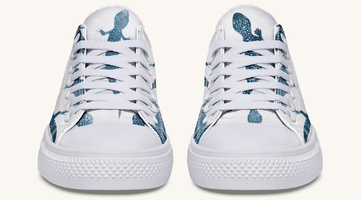 March of the Lizards Blue White Lowtops - Jaded Lament