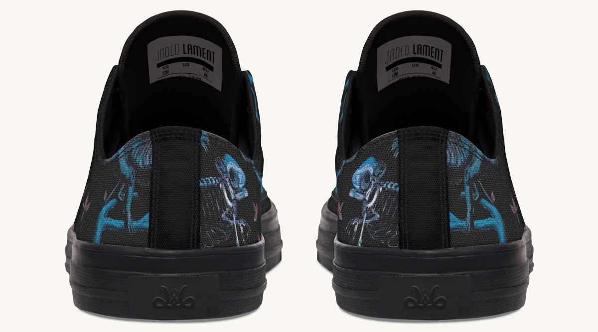 Reptilian in Bloom Black Blue Lowtops - Jaded Lament