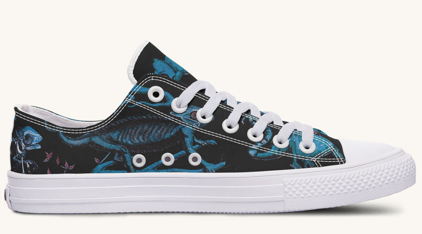 Reptilian in Bloom Black Blue Lowtops - Jaded Lament