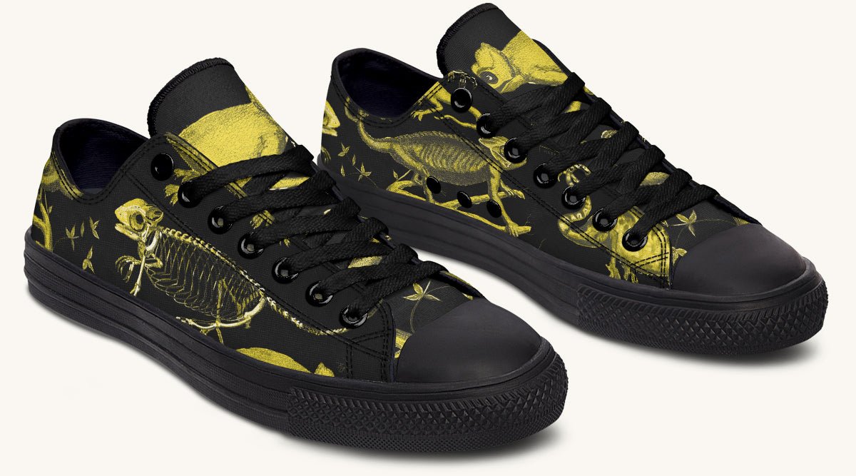 Reptilian in Bloom Black Yellow Lowtops - Jaded Lament