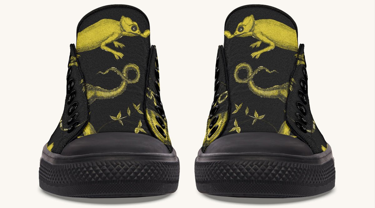 Reptilian in Bloom Black Yellow Lowtops - Jaded Lament