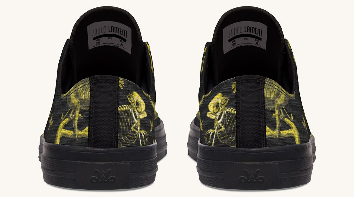 Reptilian in Bloom Black Yellow Lowtops - Jaded Lament