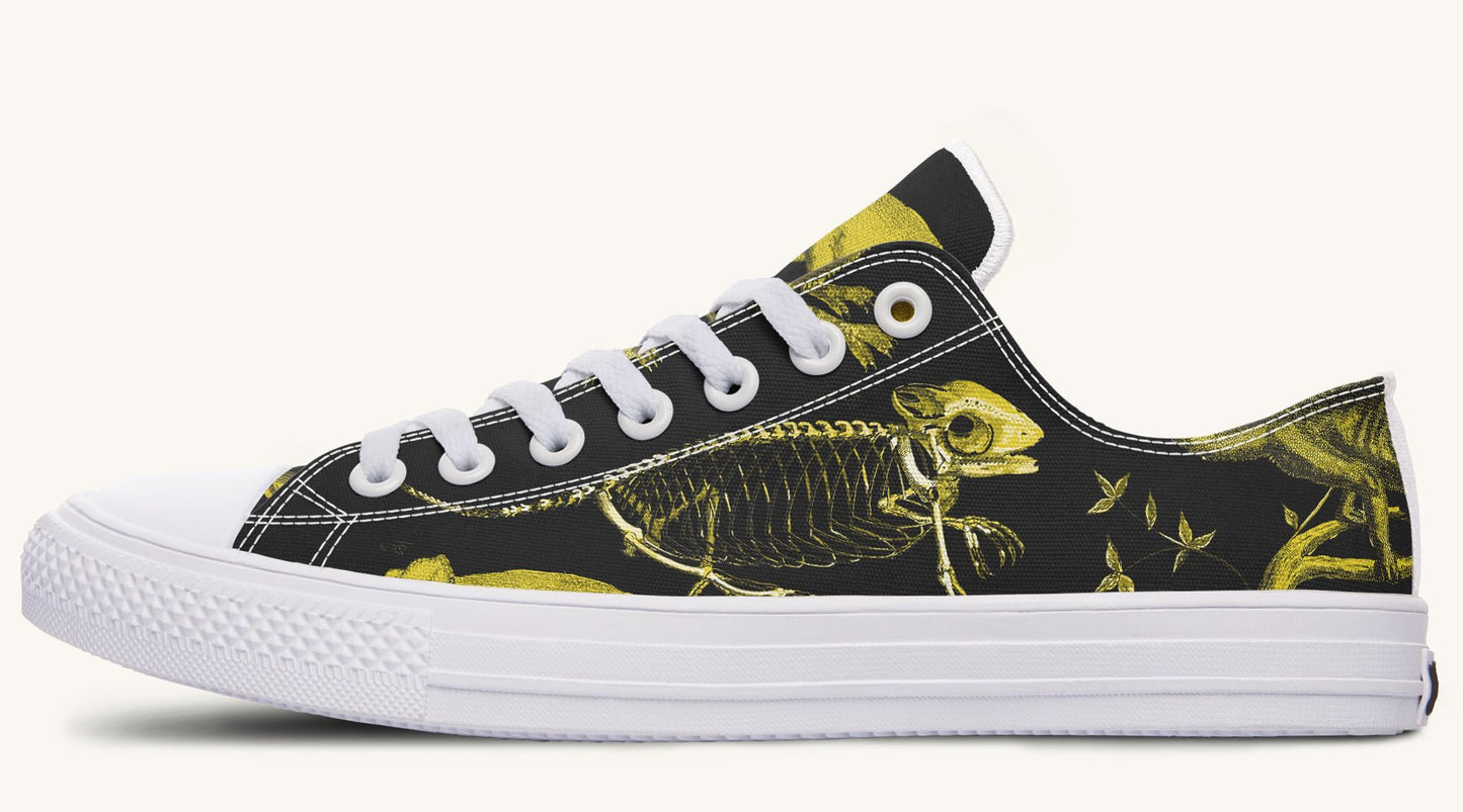 Reptilian in Bloom Black Yellow Lowtops - Jaded Lament
