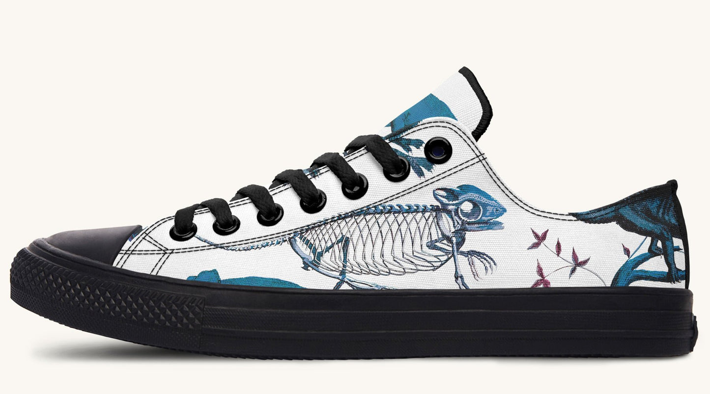 Reptilian in Bloom White Blue Lowtops - Jaded Lament