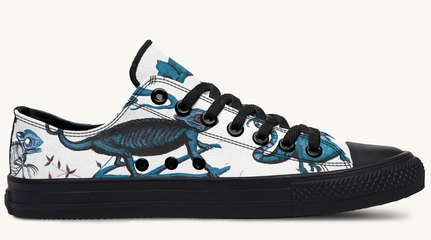 Reptilian in Bloom White Blue Lowtops - Jaded Lament