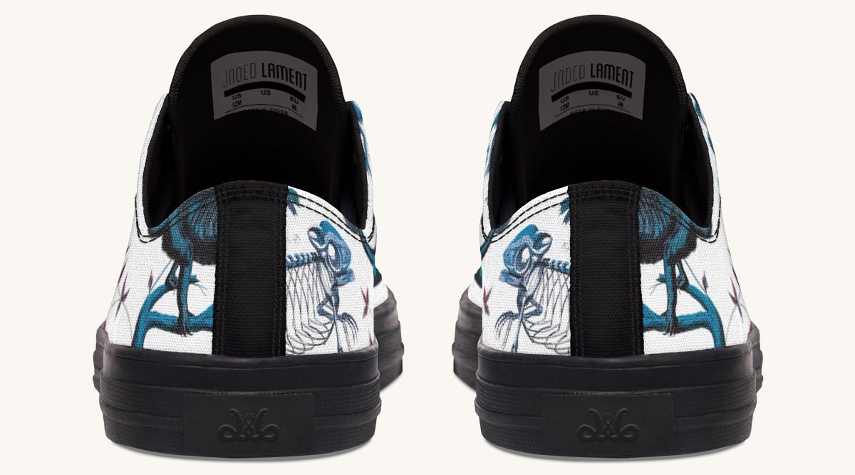 Reptilian in Bloom White Blue Lowtops - Jaded Lament