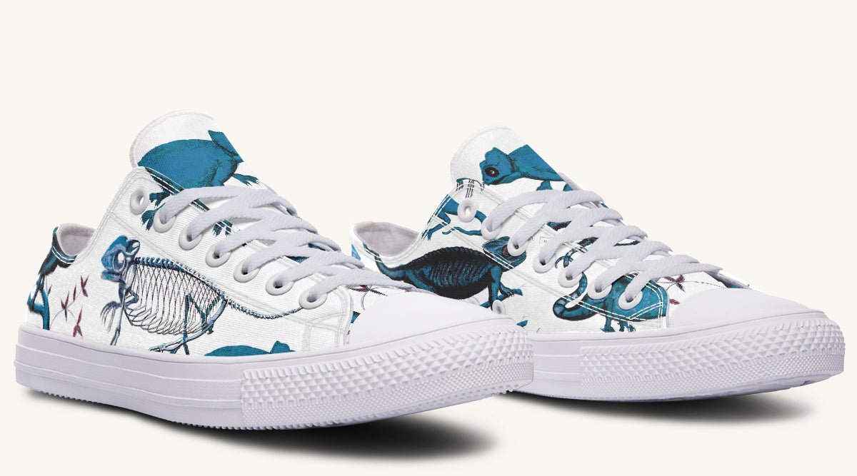 Reptilian in Bloom White Blue Lowtops - Jaded Lament