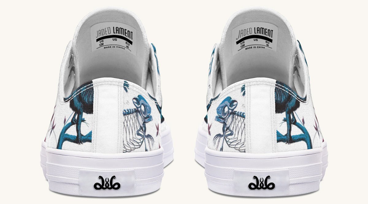 Reptilian in Bloom White Blue Lowtops - Jaded Lament