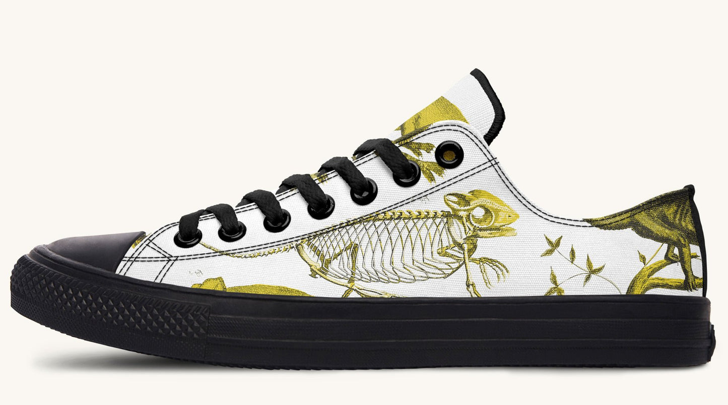 Reptilian in Bloom White Yellow Lowtops - Jaded Lament