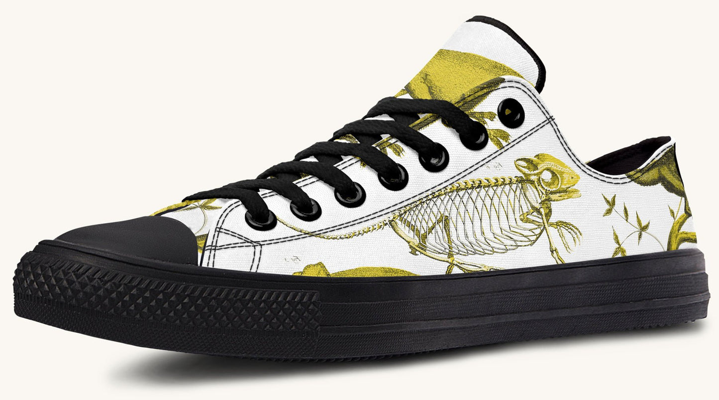 Reptilian in Bloom White Yellow Lowtops - Jaded Lament