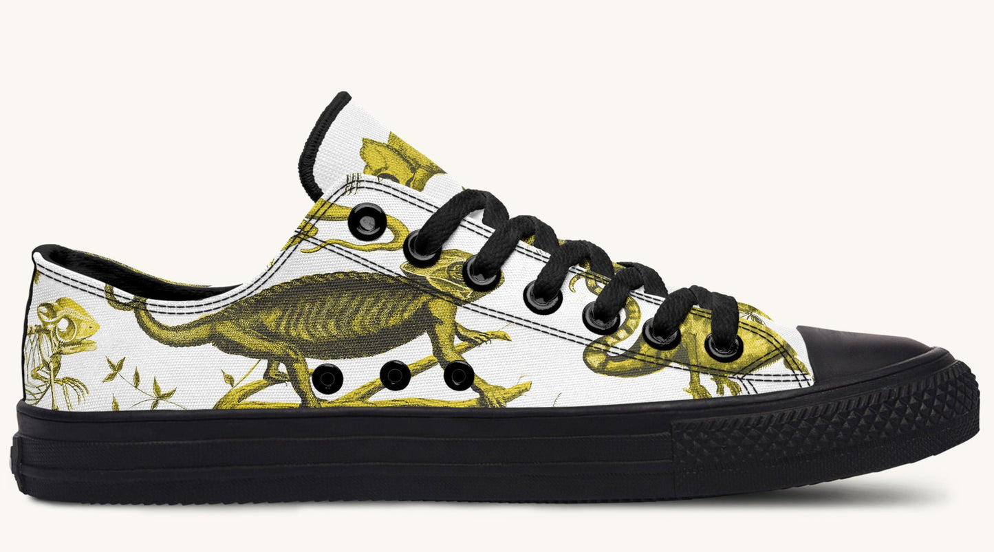 Reptilian in Bloom White Yellow Lowtops - Jaded Lament