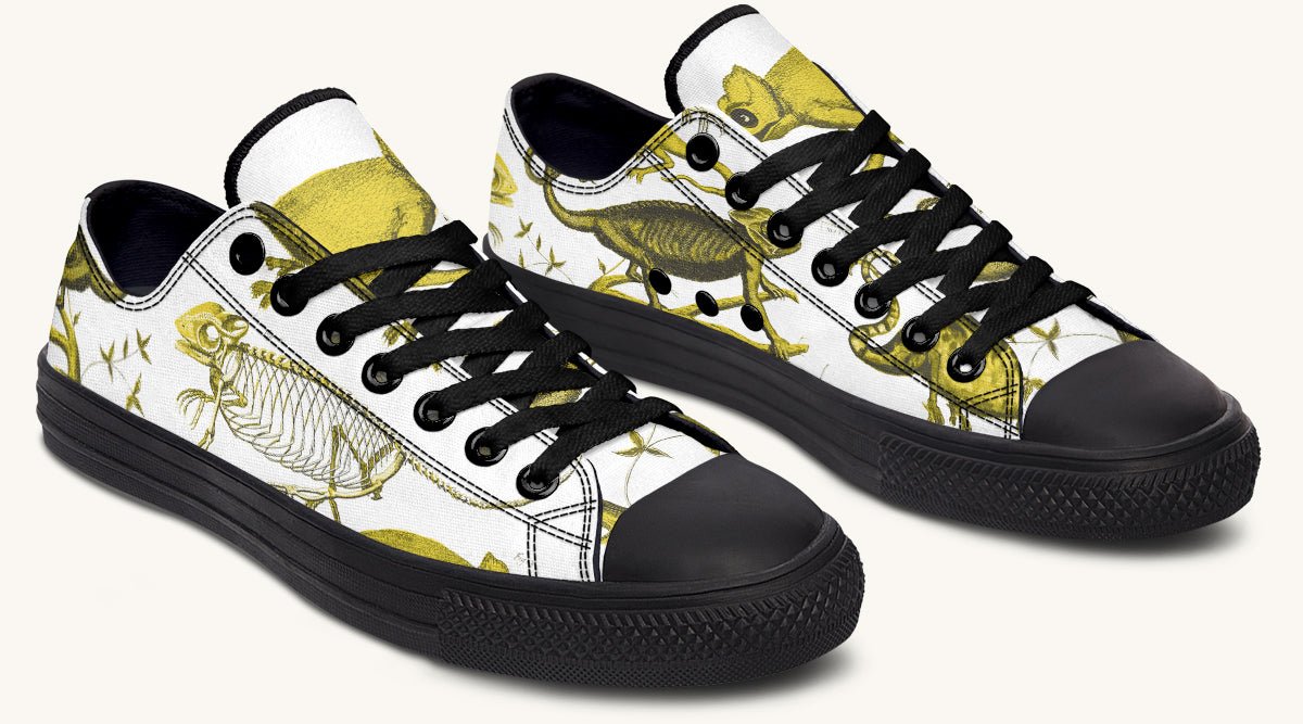 Reptilian in Bloom White Yellow Lowtops - Jaded Lament