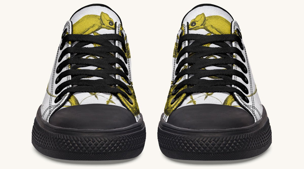 Reptilian in Bloom White Yellow Lowtops - Jaded Lament