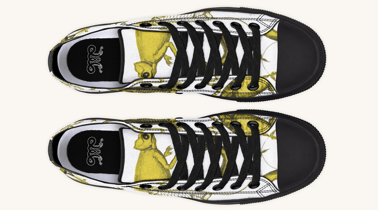 Reptilian in Bloom White Yellow Lowtops - Jaded Lament