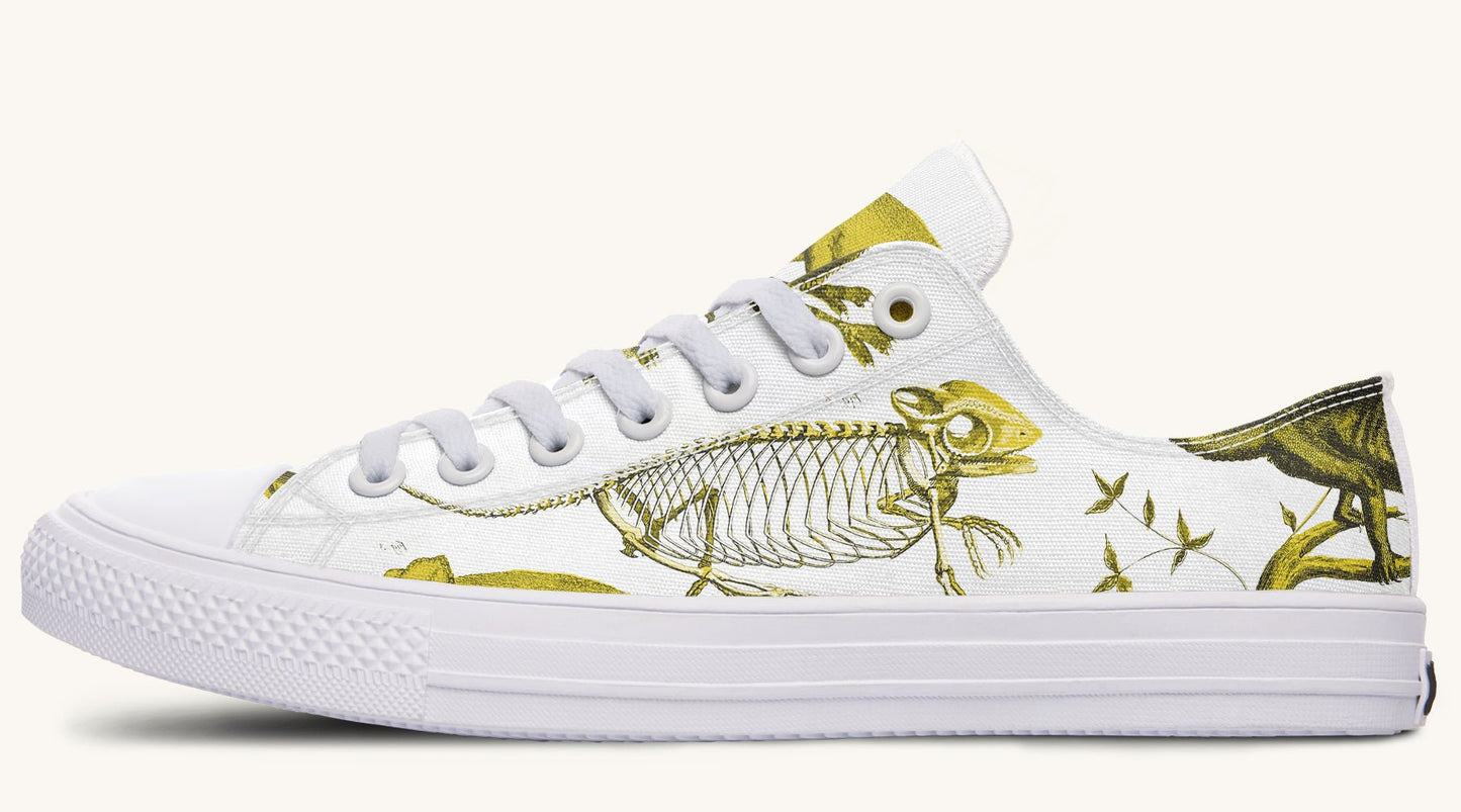 Reptilian in Bloom White Yellow Lowtops - Jaded Lament