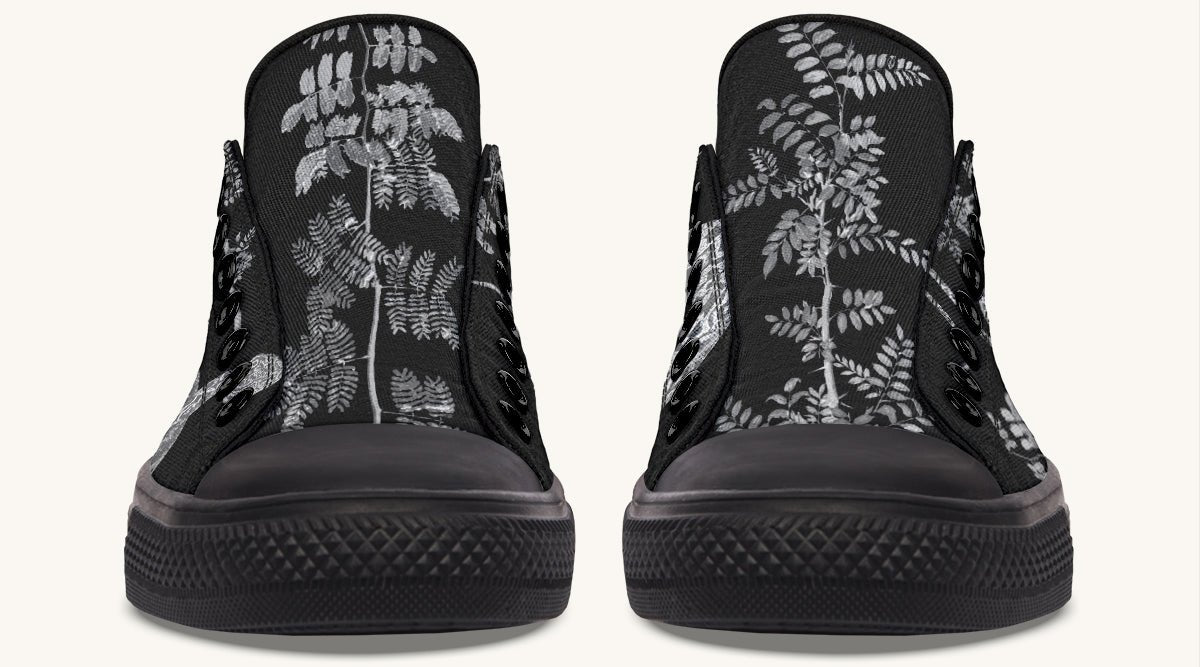 Serpent in Bloom Black And White Lowtops - Jaded Lament
