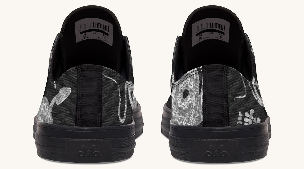 Serpent in Bloom Black And White Lowtops - Jaded Lament