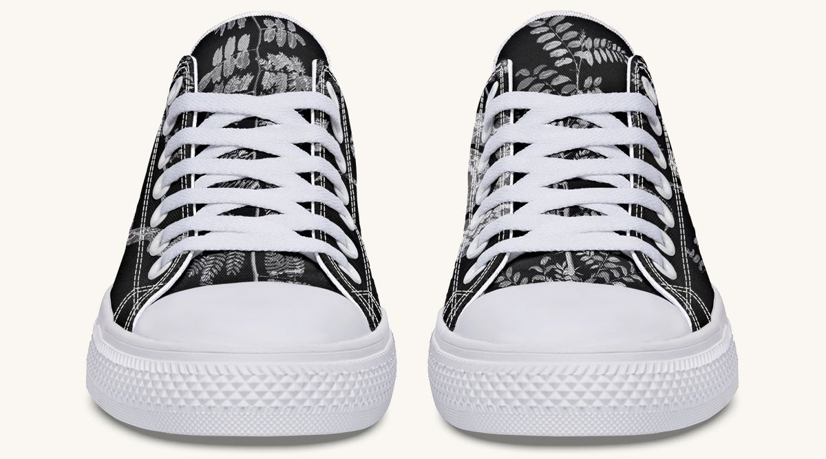 Serpent in Bloom Black And White Lowtops - Jaded Lament