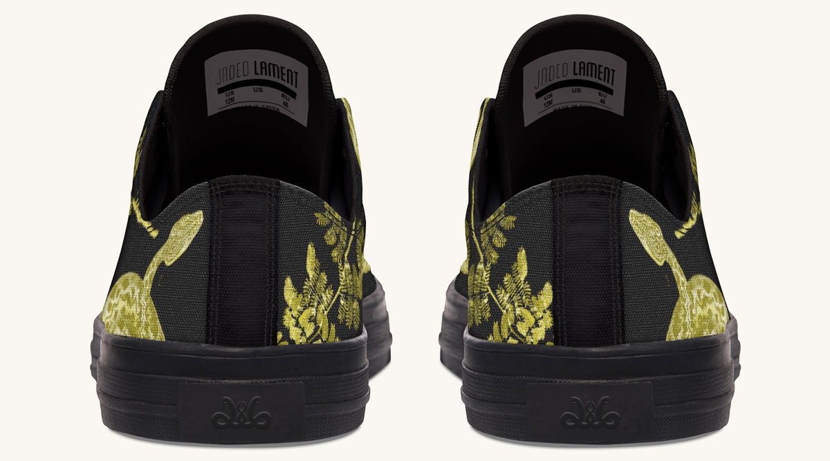 Serpent in Bloom Black Yellow Green Lowtops - Jaded Lament